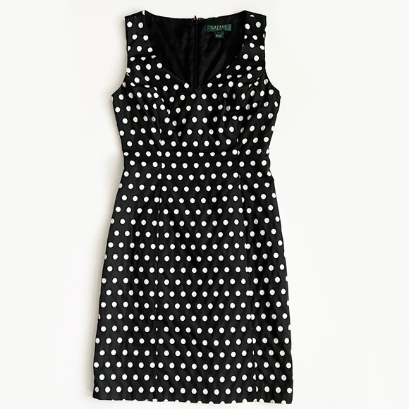 Lauren Ralph Lauren Dresses & Skirts - Lauren Ralph Lauren Black and White Polka Dot Jacquard Sheath Dress